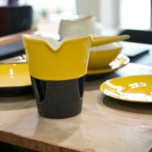 MCM Copco Yellow Enameled Cast Iron Butter Warmer Sauce Warmer Pot Michal Lax